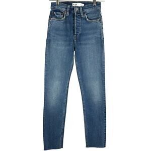 RE/DONE Originals High Rise Ankle Crop Aged Blue Jeans Women's Size 25 NWT